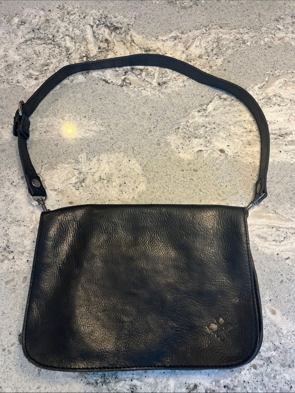 Patricia Nash Black Leather Shoulder Bag 11 x 8 x 2
